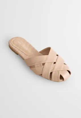 Anyam Woven-like Slip on Sandals - Beige