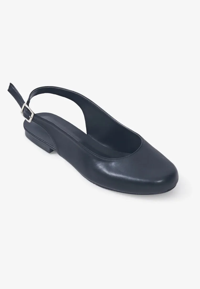 Balarie Ankle Strap Ballet Flats - Black