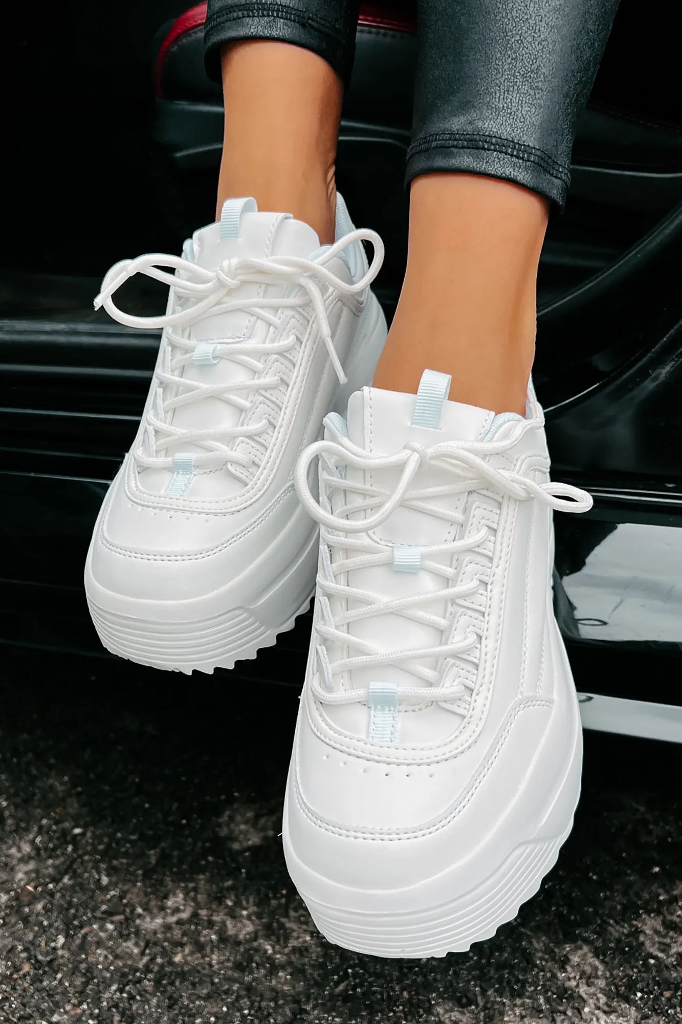 Beyond Basic Platform Sneakers (White)