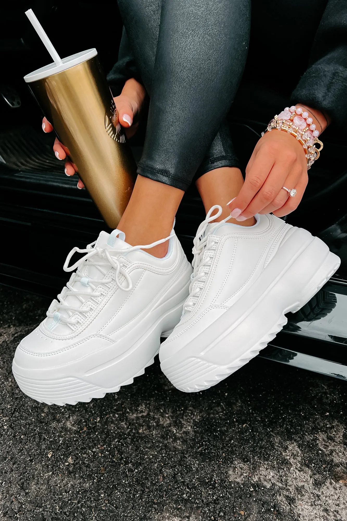 Beyond Basic Platform Sneakers (White)