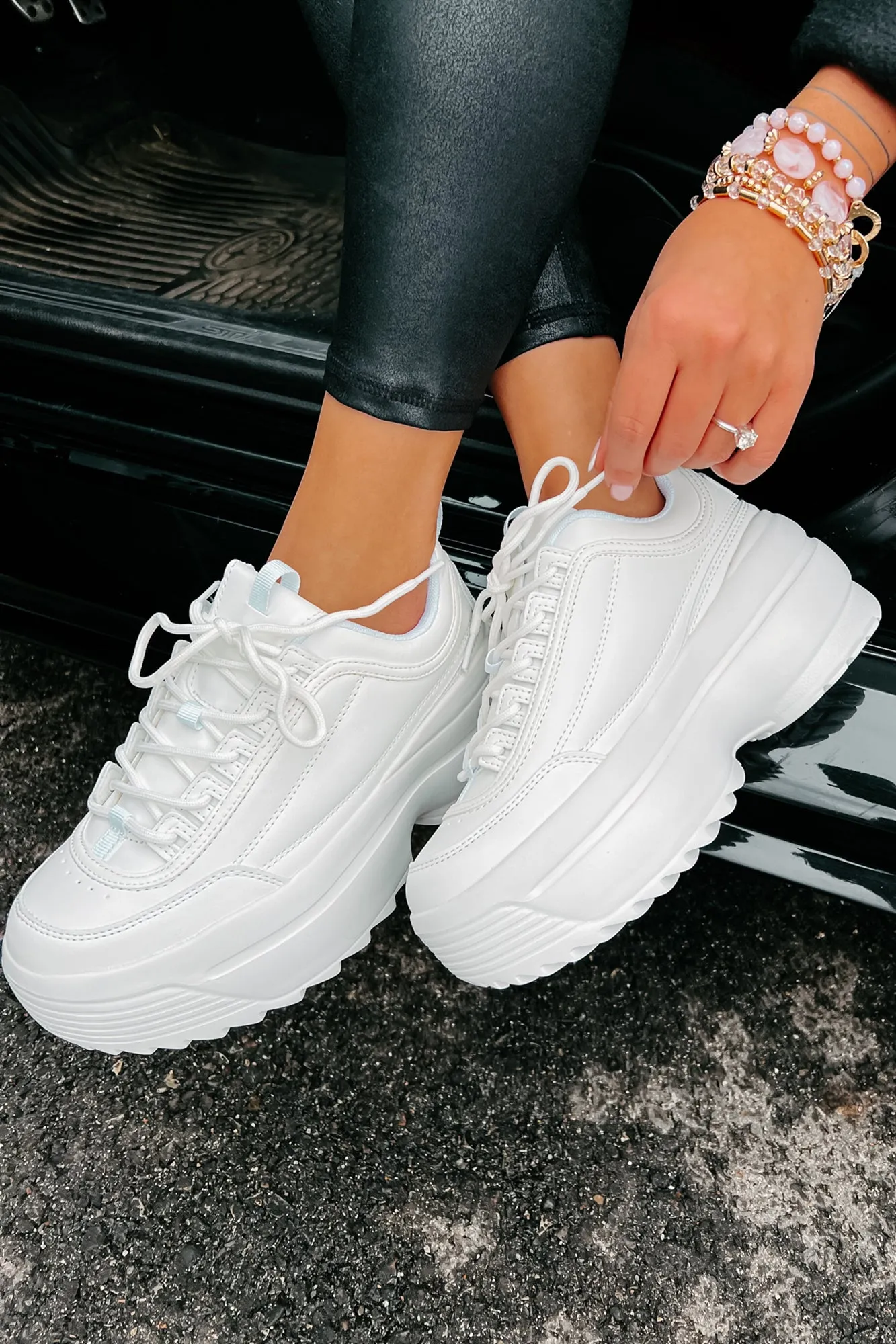 Beyond Basic Platform Sneakers (White)