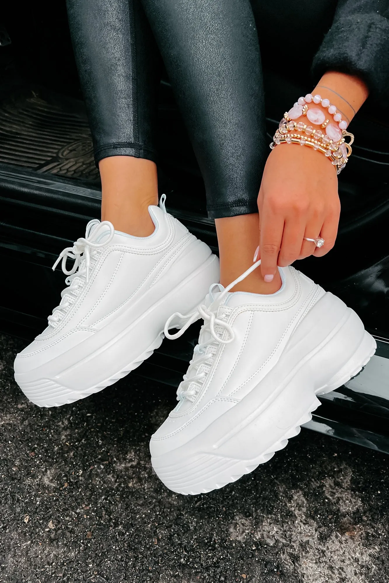 Beyond Basic Platform Sneakers (White)