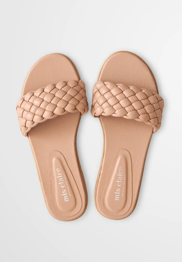 Britney Braided Design Slip On Sandals - Nude