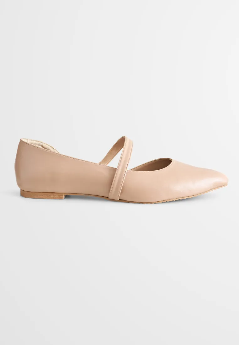 Elsie Elegant Pointy Flats - Beige