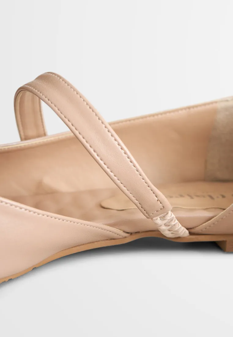 Elsie Elegant Pointy Flats - Beige