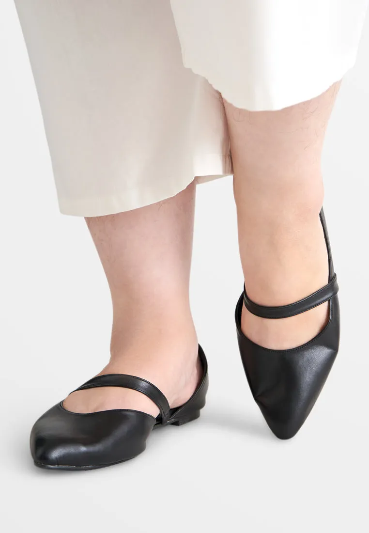 Elsie Elegant Pointy Flats - Black