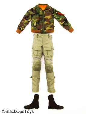 Female - Woodland Bomber Jacket w/Combat Pants & Boots (Peg Type)