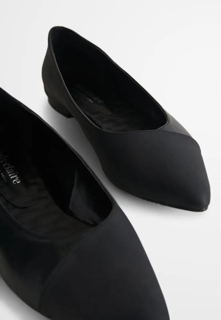 Gabrielle Dual Tone Pointed Flats - Black