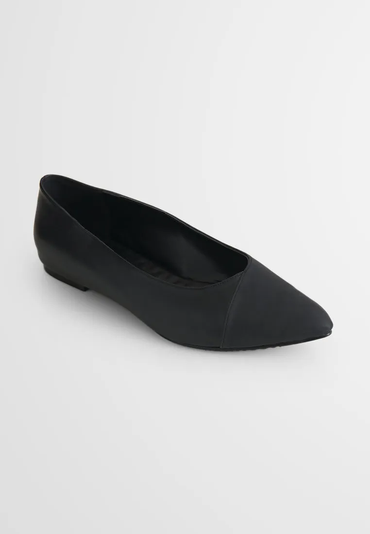 Gabrielle Dual Tone Pointed Flats - Black