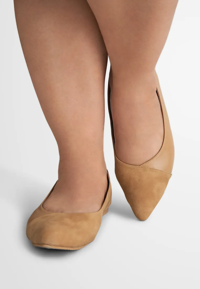 Gabrielle Dual Tone Pointed Flats - Camel