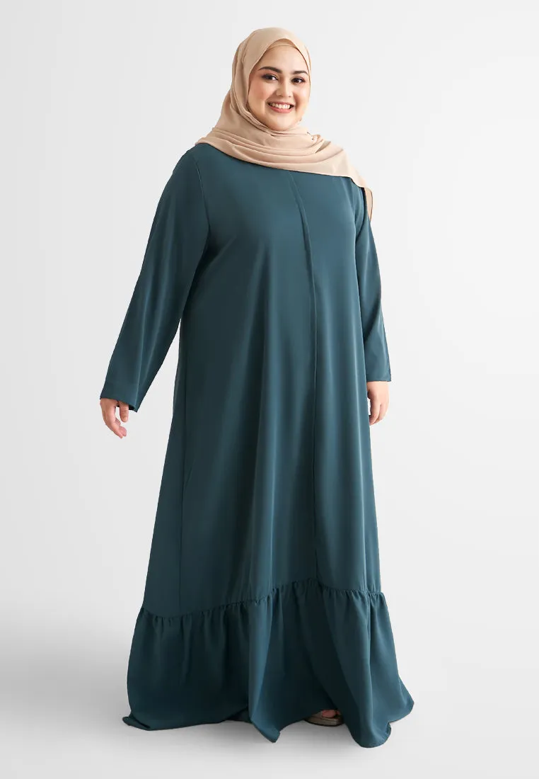 Jamela Minimalist Long Jubah Dress - Dark Teal