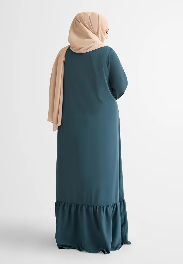 Jamela Minimalist Long Jubah Dress - Dark Teal