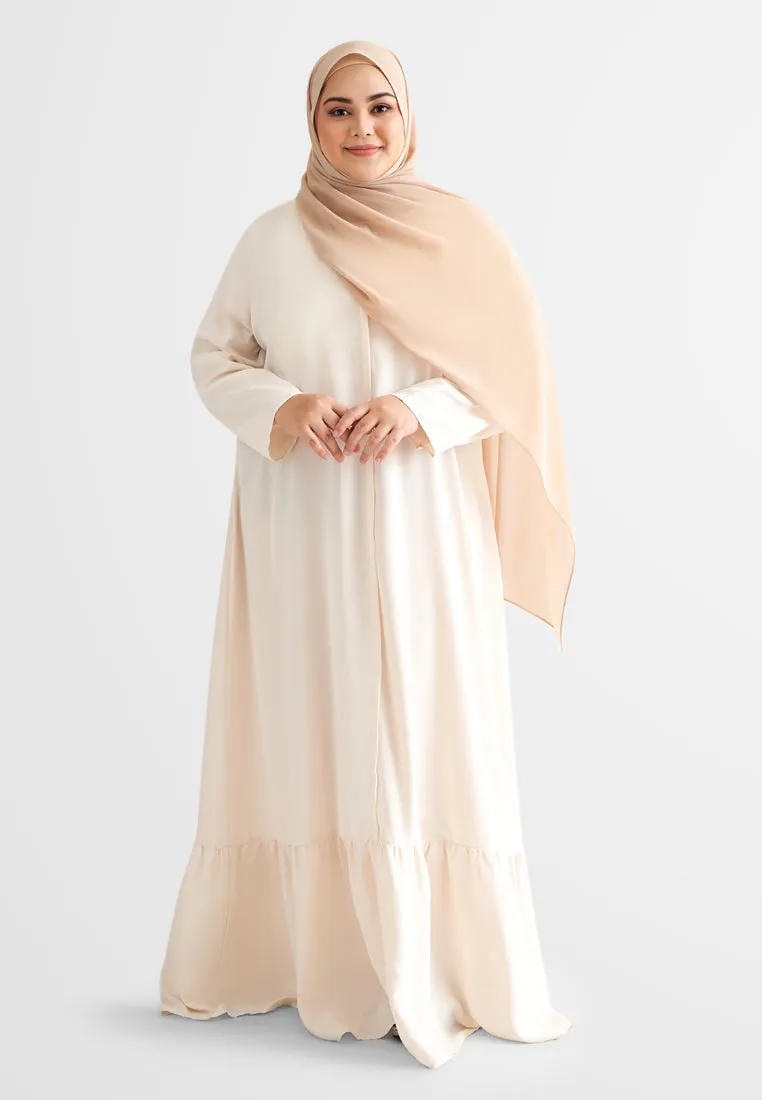 Jamela Minimalist Long Jubah Dress - Ivory