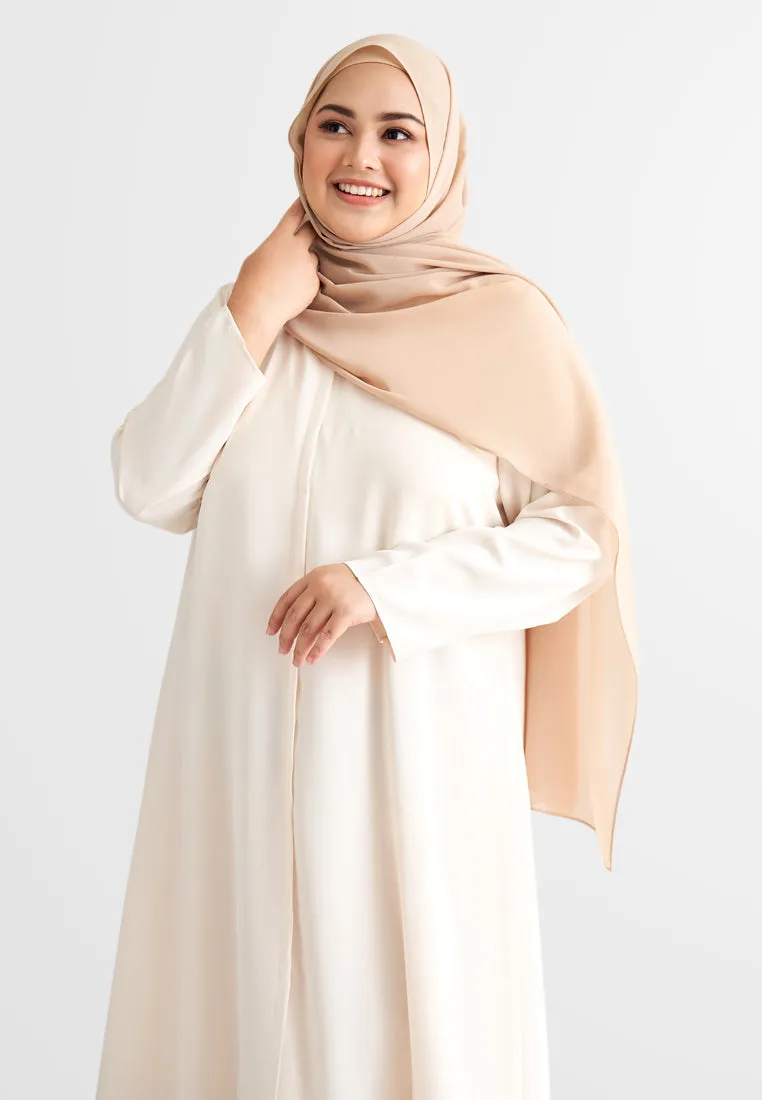 Jamela Minimalist Long Jubah Dress - Ivory