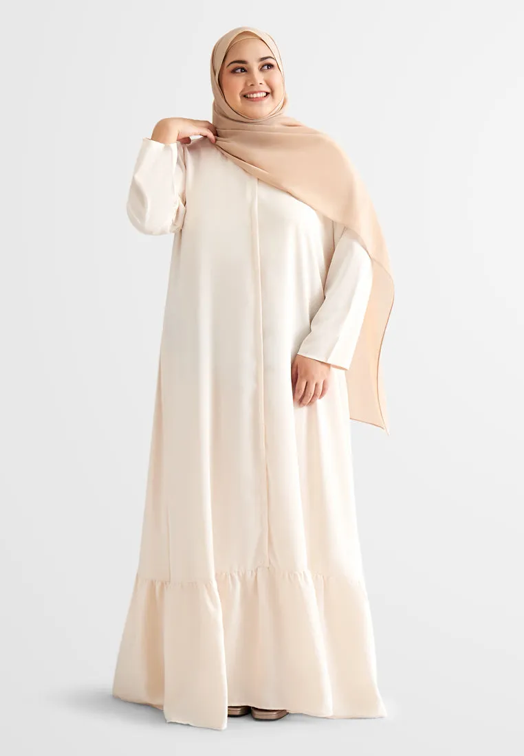 Jamela Minimalist Long Jubah Dress - Ivory