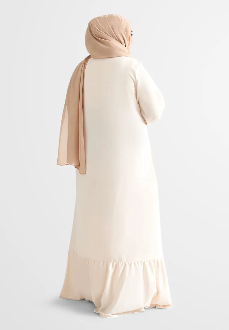 Jamela Minimalist Long Jubah Dress - Ivory