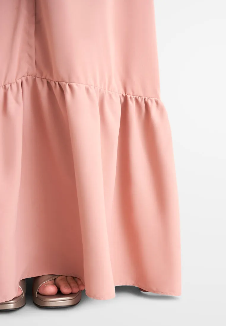 Jamela Minimalist Long Jubah Dress - Peach