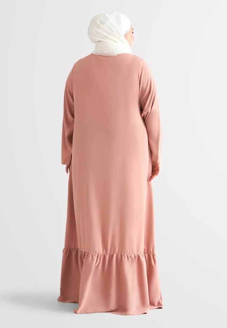 Jamela Minimalist Long Jubah Dress - Peach