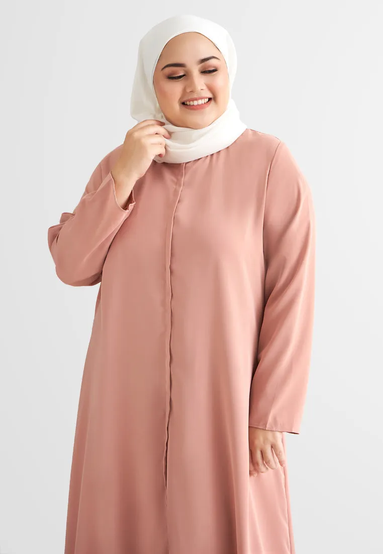 Jamela Minimalist Long Jubah Dress - Peach