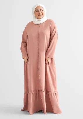 Jamela Minimalist Long Jubah Dress - Peach