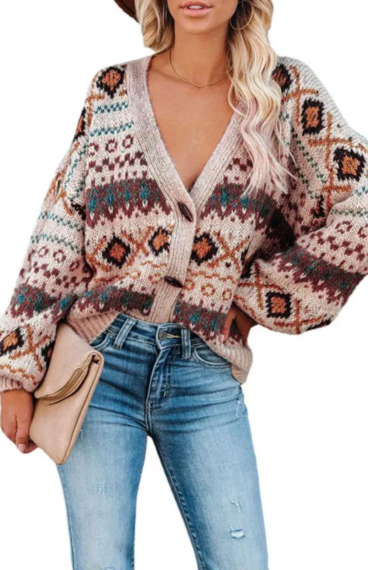 Ladies Casual V-Neck Cardigan Sweater