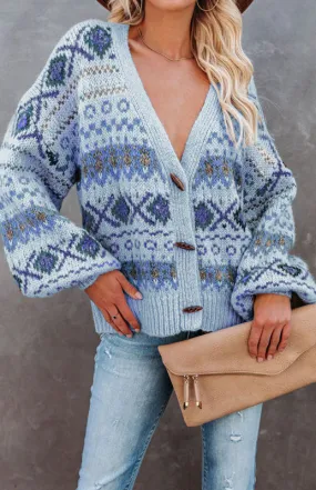 Ladies Casual V-Neck Cardigan Sweater