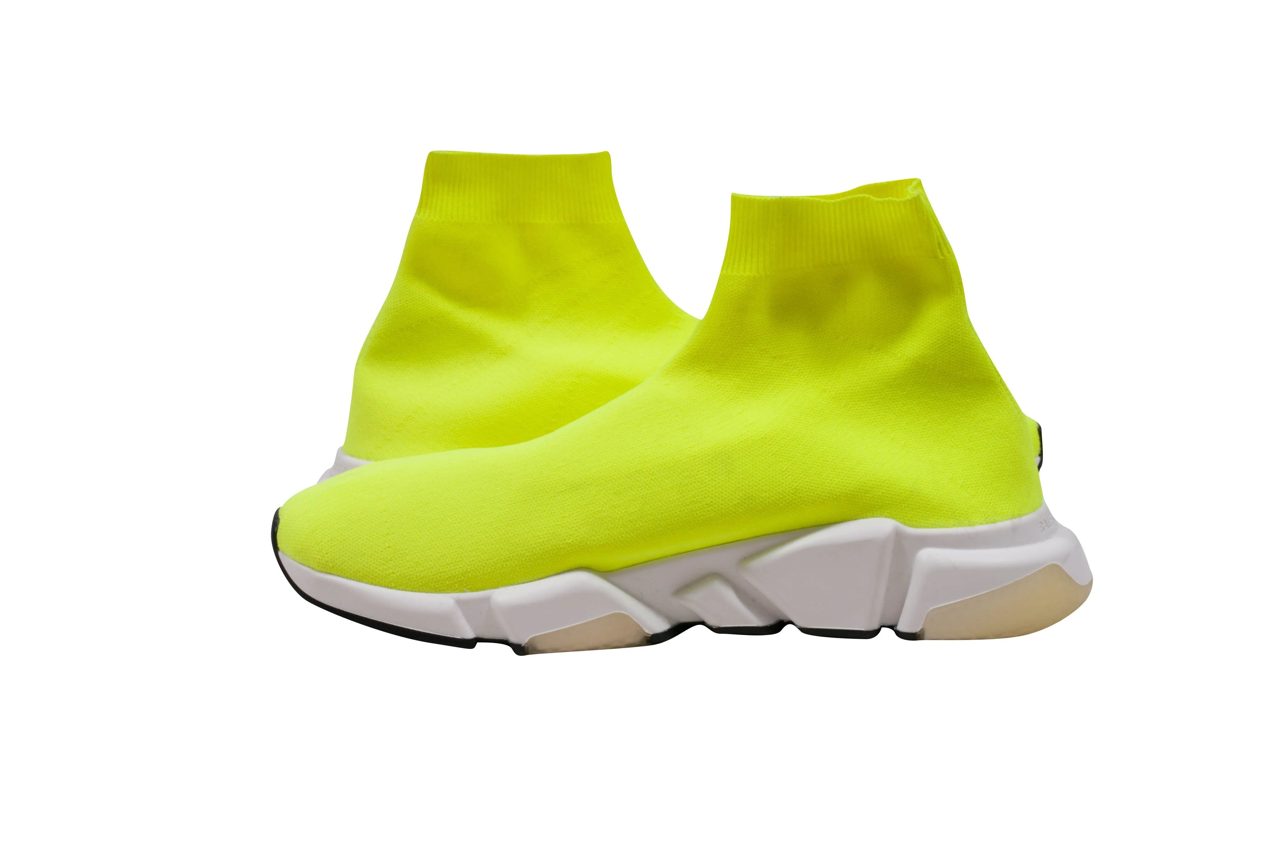 Mid Top Neon Yellow Speed Sock Runner Trainer Sneakers