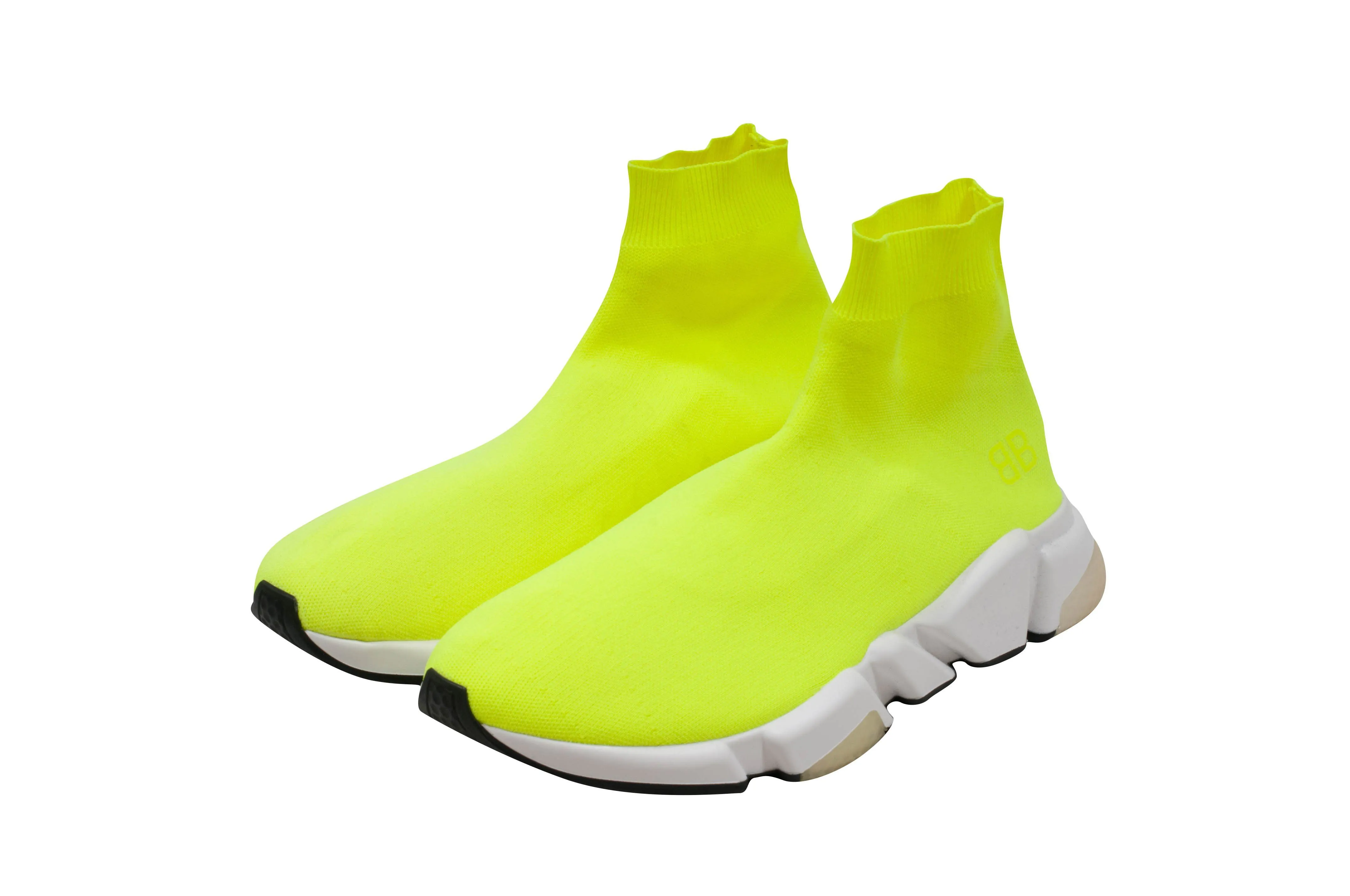 Mid Top Neon Yellow Speed Sock Runner Trainer Sneakers