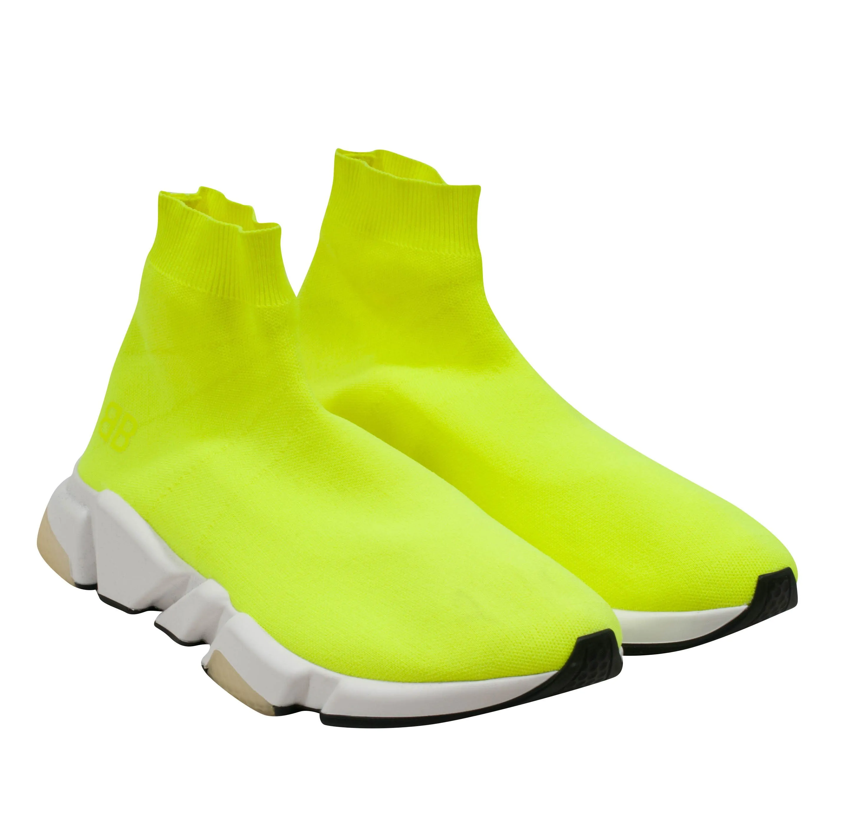 Mid Top Neon Yellow Speed Sock Runner Trainer Sneakers