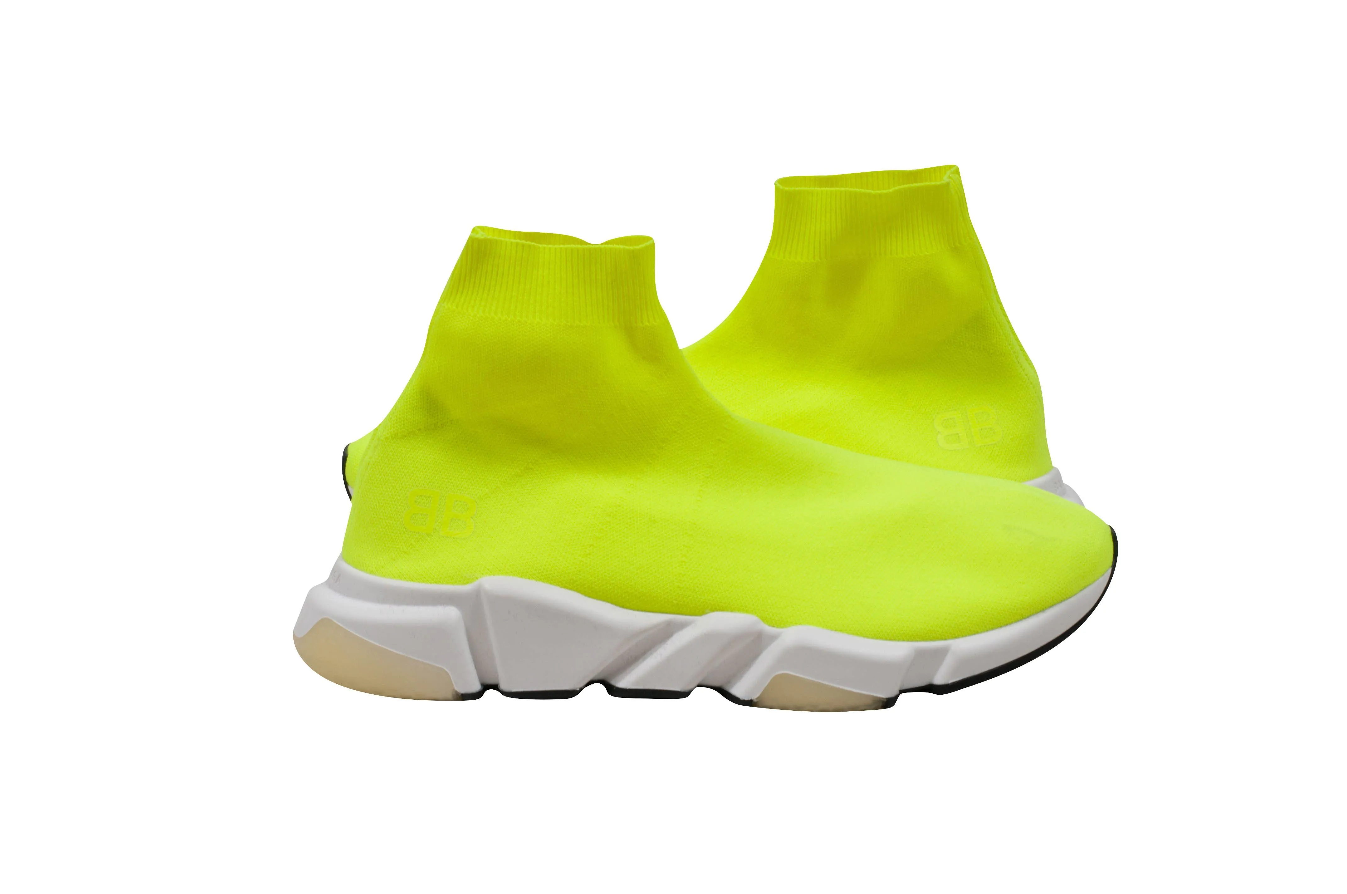 Mid Top Neon Yellow Speed Sock Runner Trainer Sneakers