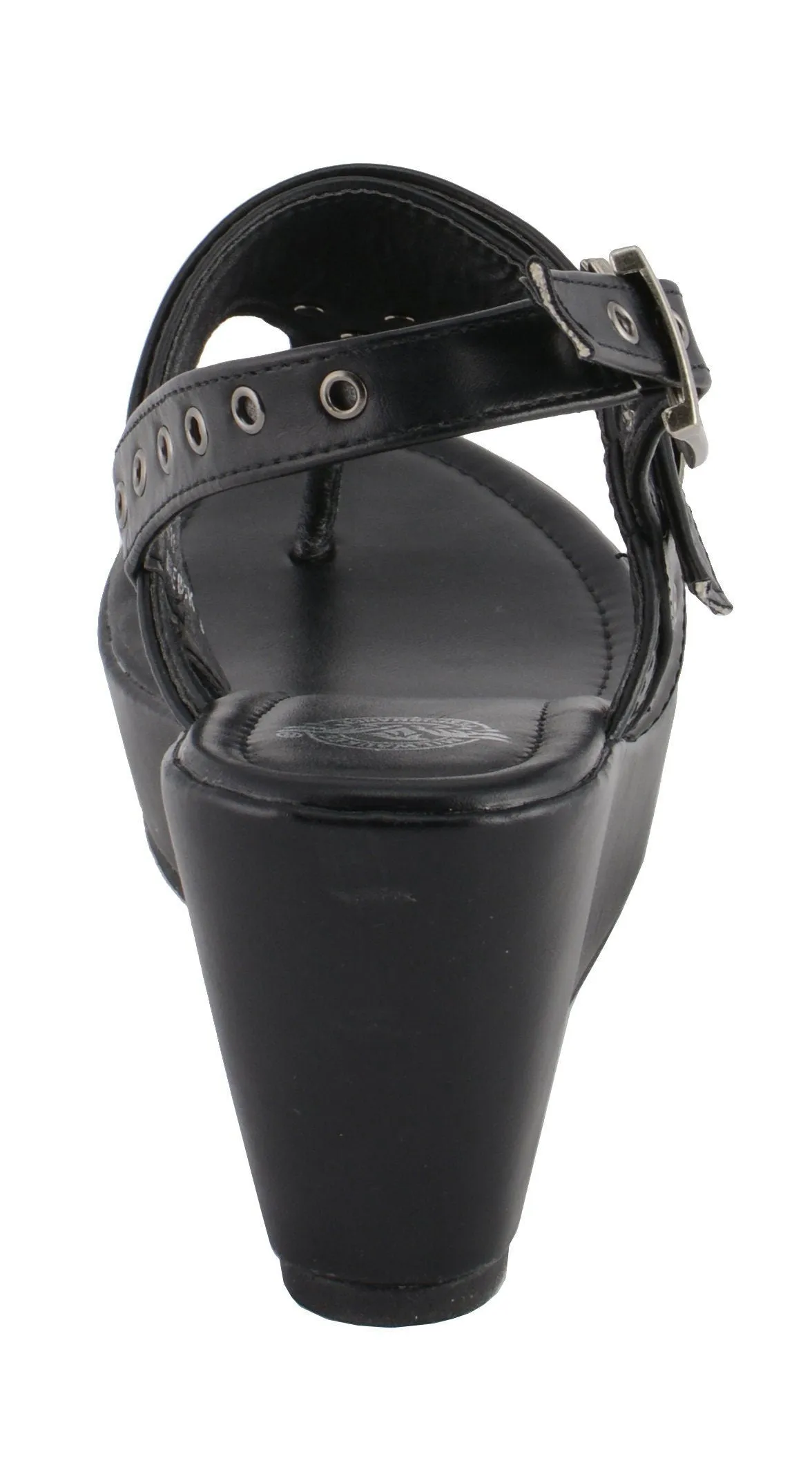 Milwaukee Performance-MBL9411-Women  Black Buckled Strap Wedge Sandal