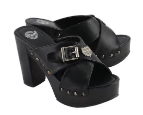 Milwaukee Performance-MBL9412-Women Black Cross Strap Open Toe Clog