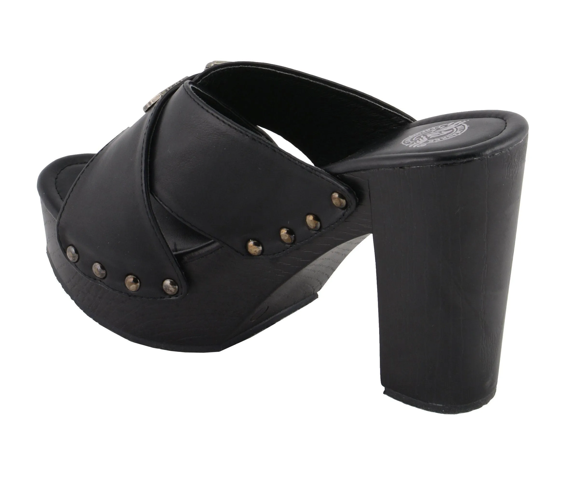 Milwaukee Performance-MBL9412-Women Black Cross Strap Open Toe Clog