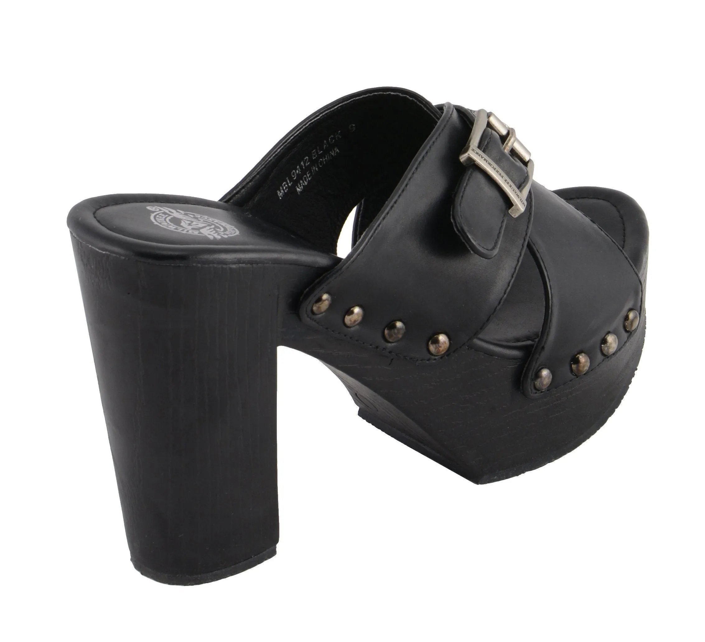 Milwaukee Performance-MBL9412-Women Black Cross Strap Open Toe Clog