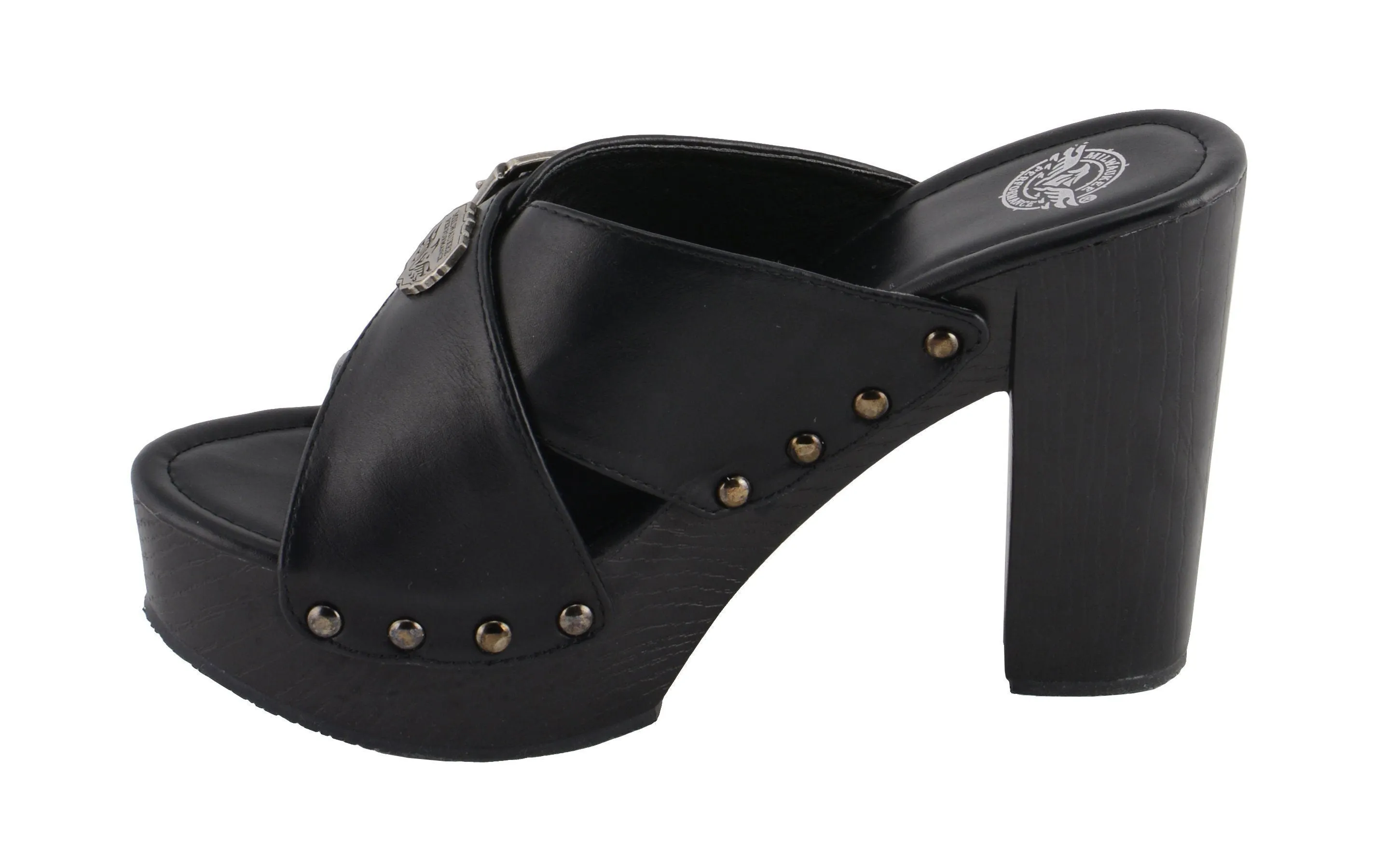 Milwaukee Performance-MBL9412-Women Black Cross Strap Open Toe Clog