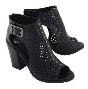 Milwaukee Performance-MBL9453-Women Black Mesh Top Sandal with Platform Heel