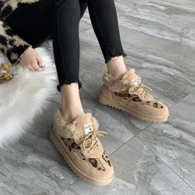 Platform Boots  Style Leopard Suede Print Sneakers