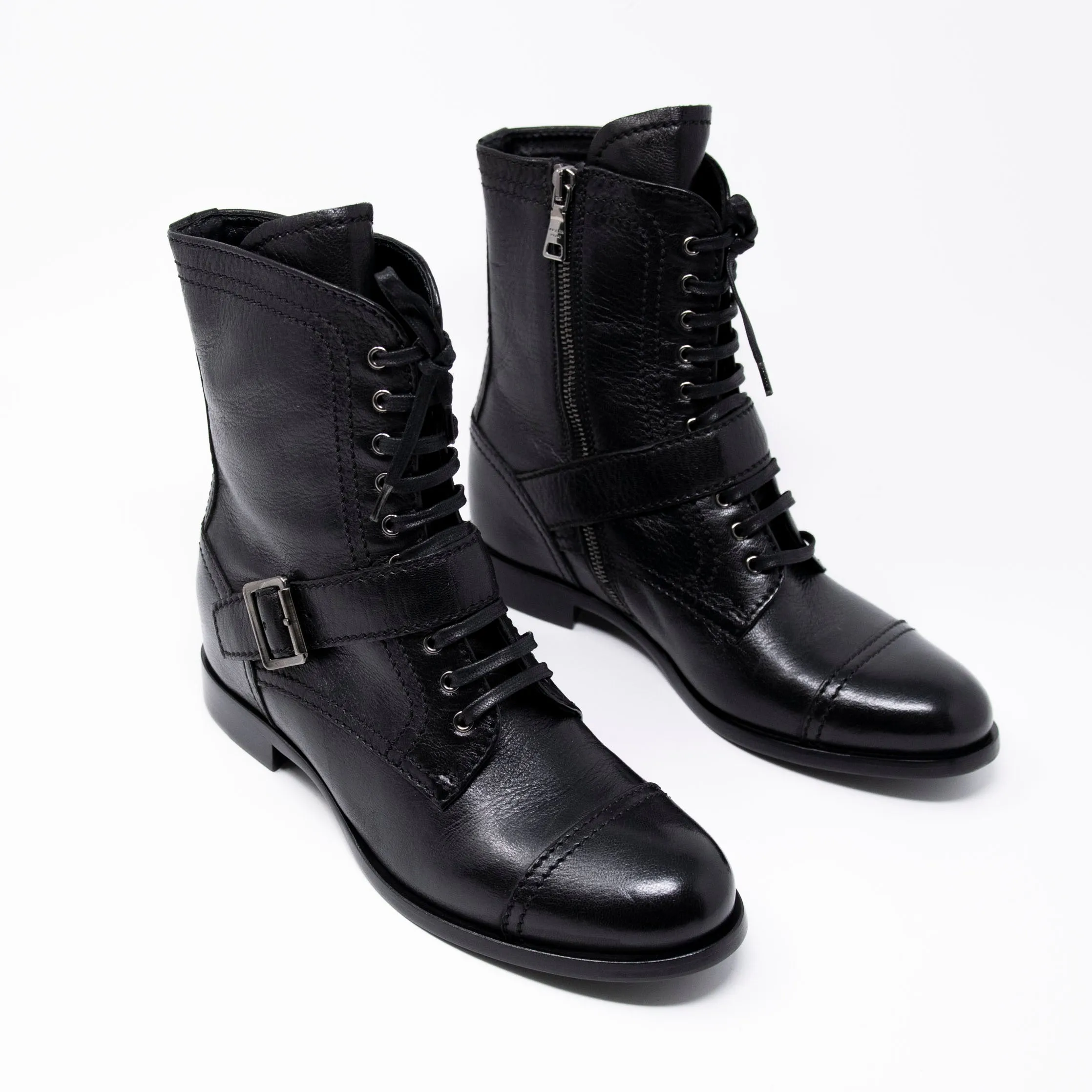 Prada Black Combat Boots 38.5