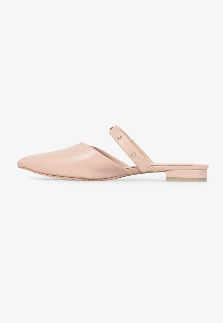 Precious Pointed Beaded Flats - Pale Nude