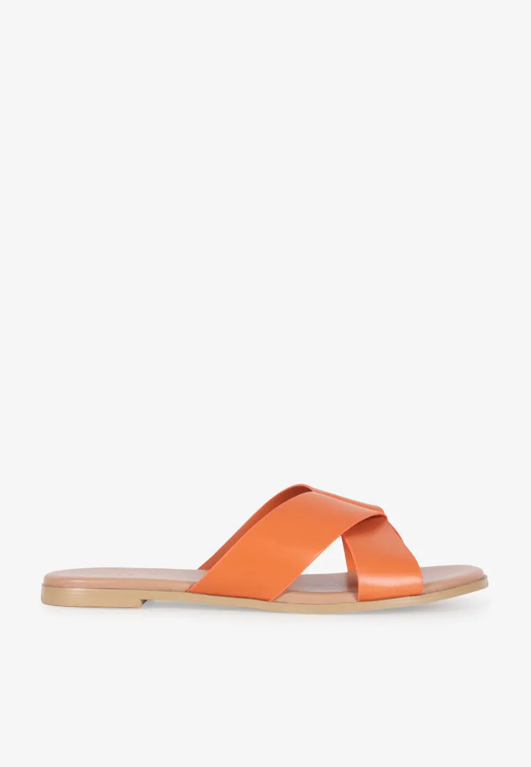 Splendora Plus-size Crossover Sandals - Khaki Orange