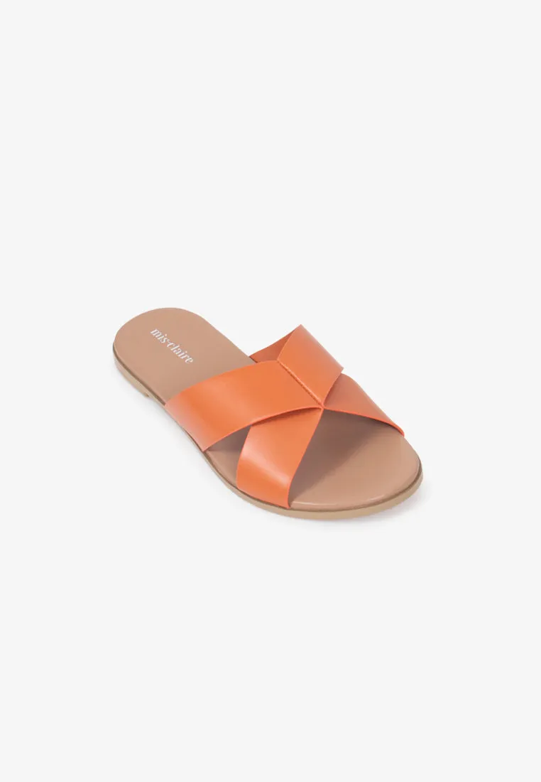 Splendora Plus-size Crossover Sandals - Khaki Orange