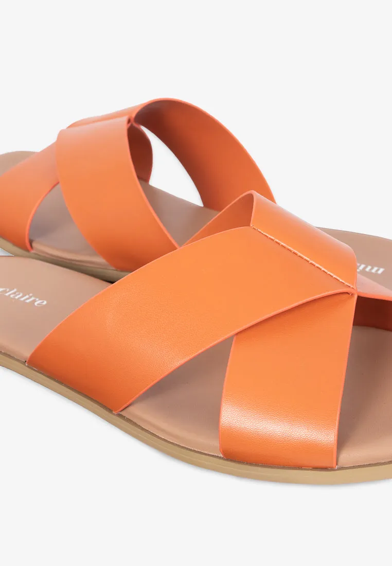 Splendora Plus-size Crossover Sandals - Khaki Orange