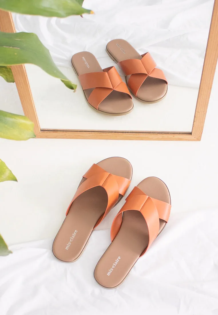 Splendora Plus-size Crossover Sandals - Khaki Orange