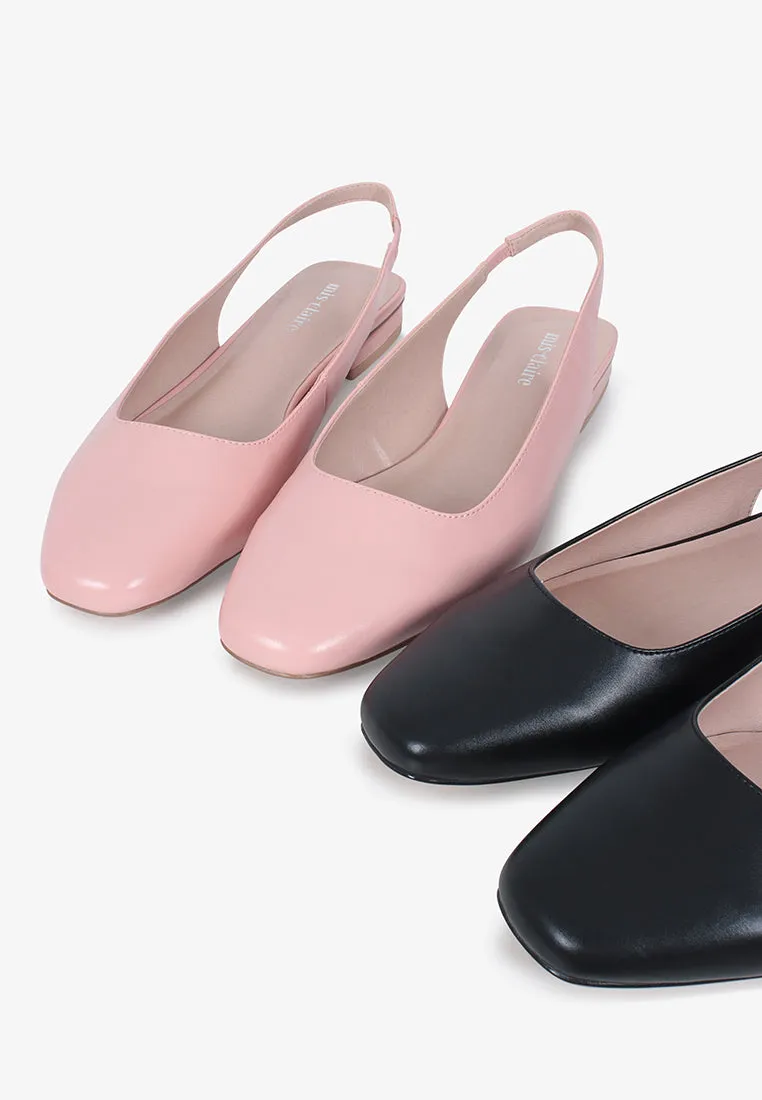 Stella Front Covered Slingback Flats - Pink