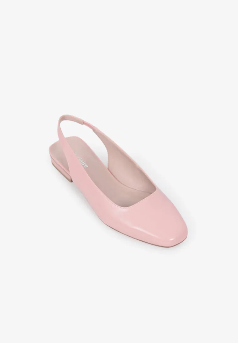 Stella Front Covered Slingback Flats - Pink