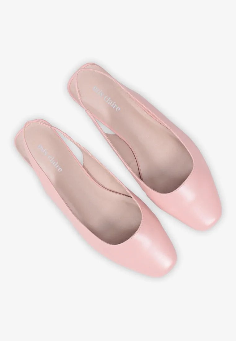 Stella Front Covered Slingback Flats - Pink