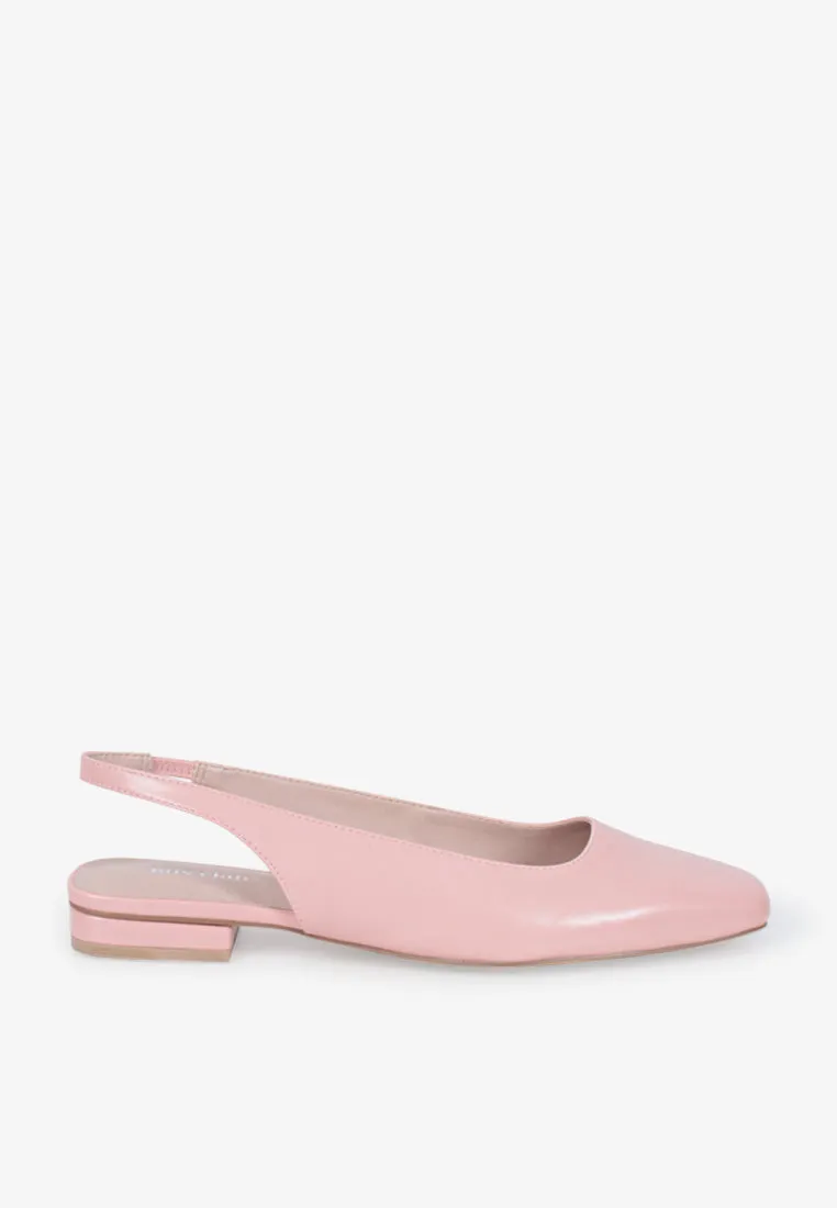 Stella Front Covered Slingback Flats - Pink