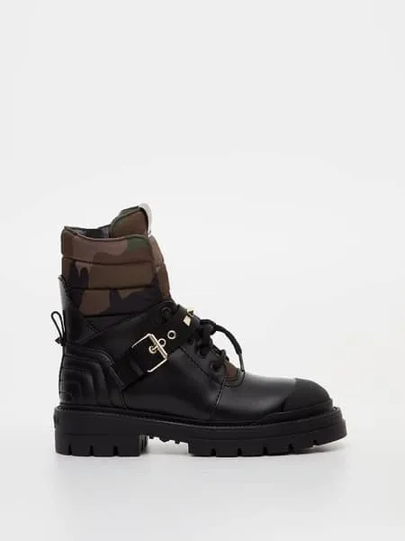 VALENTINO GARAVANI - Rockstud Combat Boot In Nero/ Camo